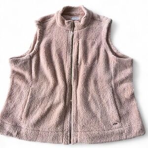 Calvin Klein Sherpa Fleece Vest Pink Teddy Zip Up Jacket Women's 3X Plus Size